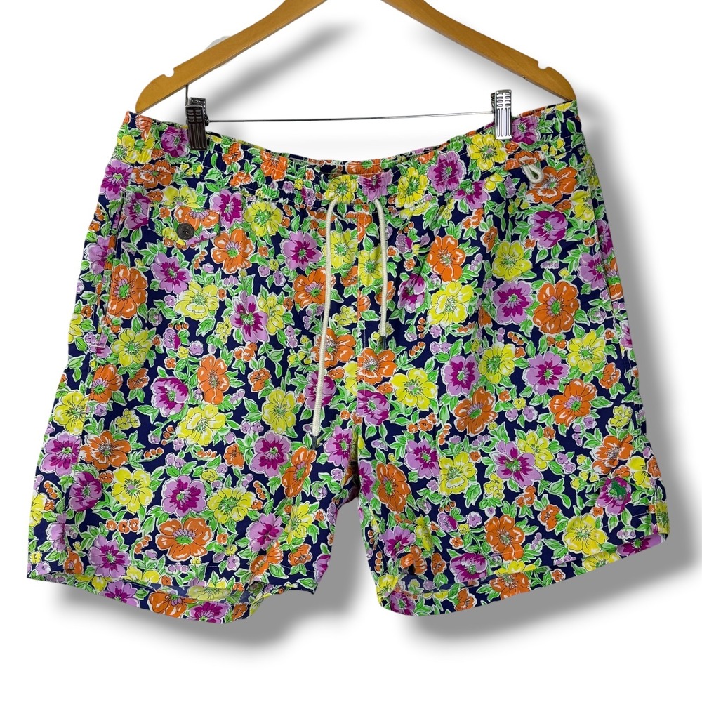 Polo Ralph Lauren Swim Trunks Men XL Multicolor Floral Drawstring Mesh Lining